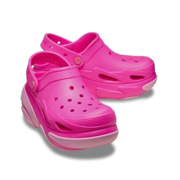 CROCS Unisex Adult Pink Bubble Crush Platform Clog - Picture 1 of 5